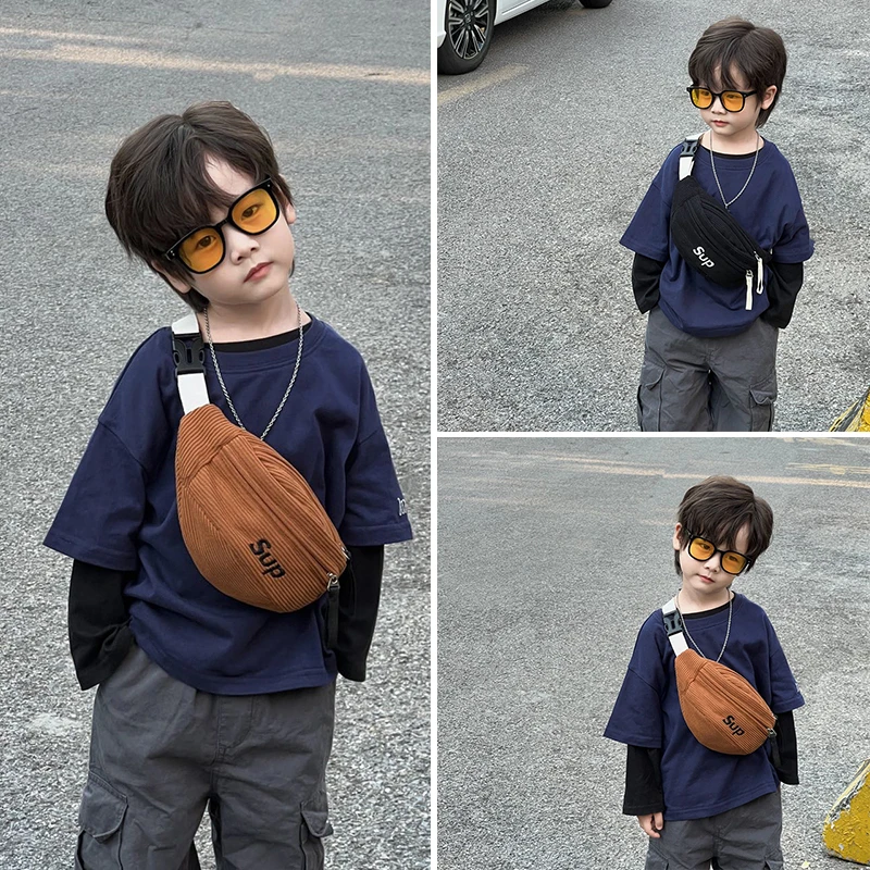儿童胸包男童简约韩版帅气斜挎包时尚洋气休闲包包腰户外零钱包潮