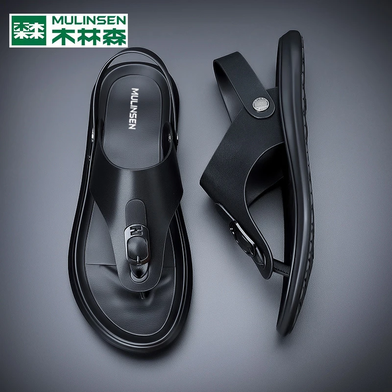 木林森男士凉鞋夏季时尚休闲透气防水软底防滑耐磨开车两穿沙滩鞋