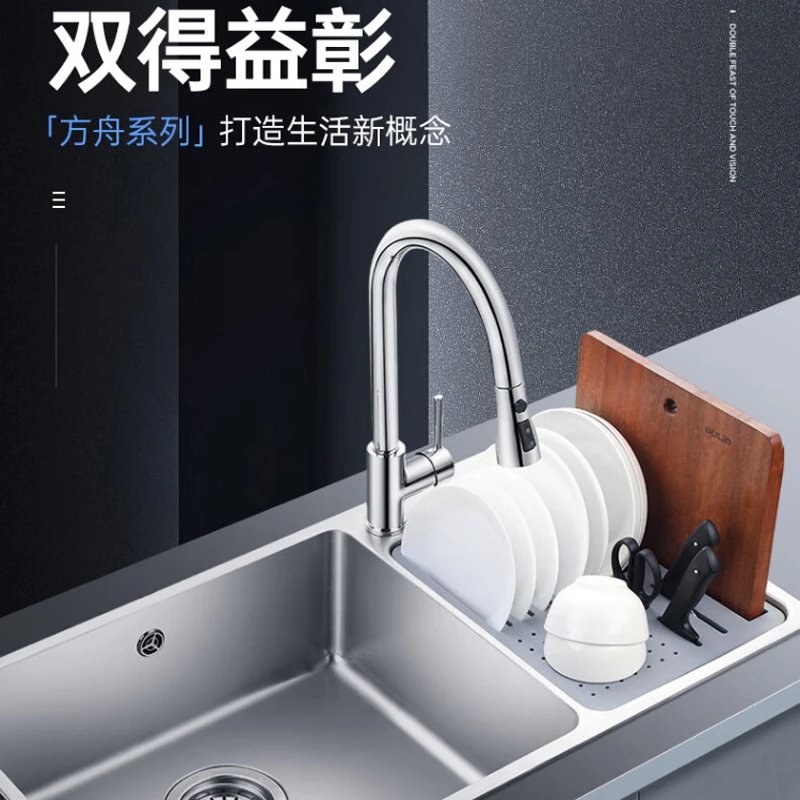 欧琳厨房水槽厨房洗菜盆台下盆双槽304不锈钢水槽洗碗槽水池J009