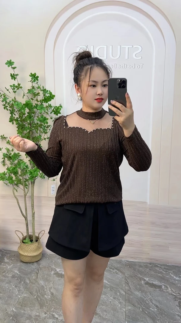 2024秋季新款半高领打底衫长袖胖妹妹时尚洋气遮肉显瘦百搭衬衫女