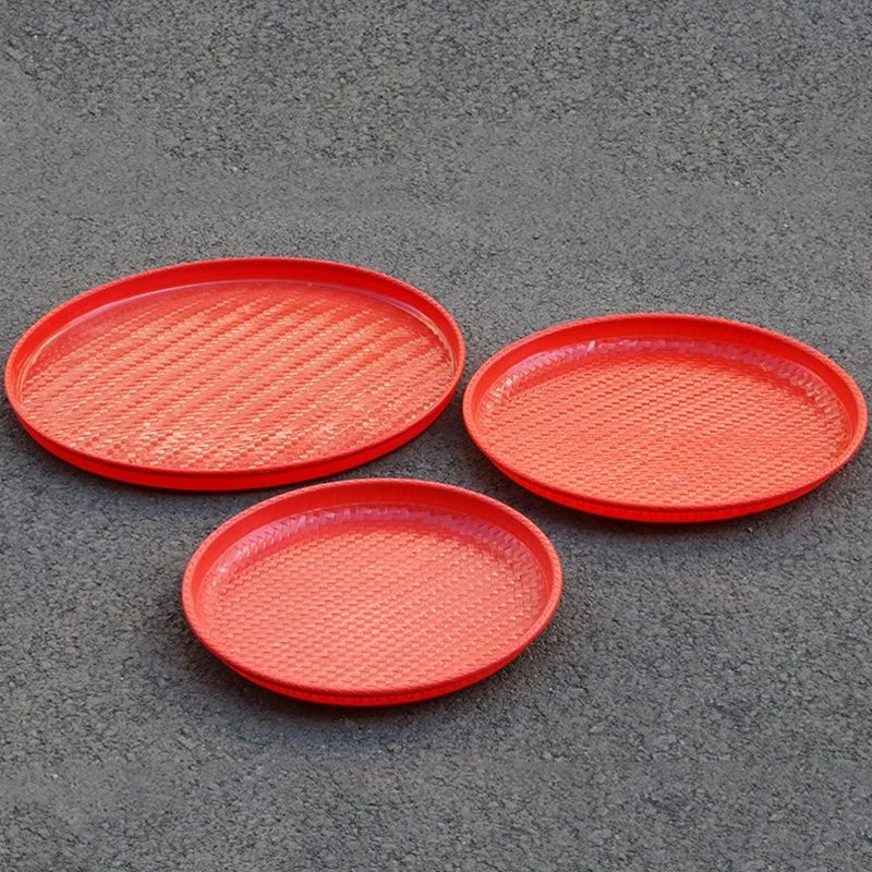 塑料筛子圆簸箕家用大号仿有孔无孔竹筛子晾晒干货茶叶圆竹匾筛子