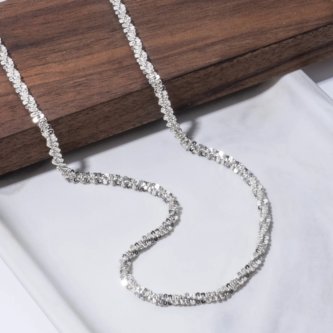 链子925银 波光粼粼小众手工时尚银色素链简约轻奢雅丹精致百搭