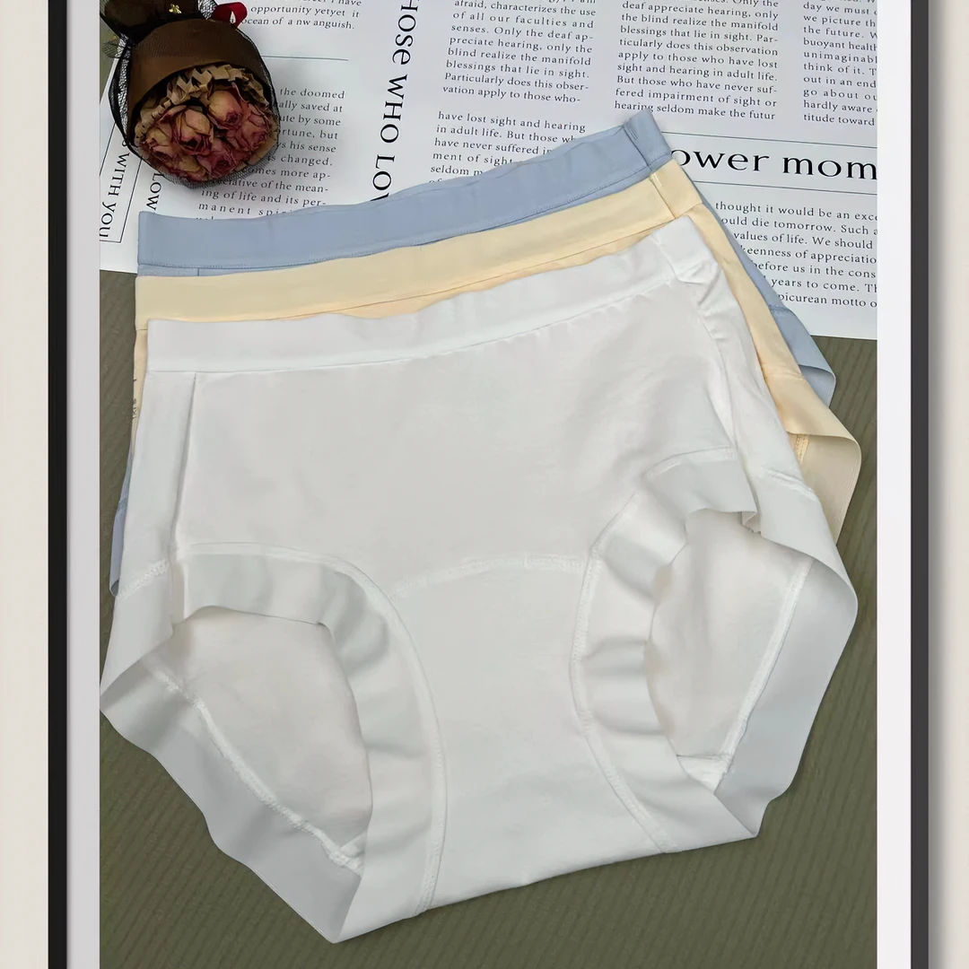 加长裆内裤极简纯色新疆长绒棉中高腰胖mm大码女款透气舒适