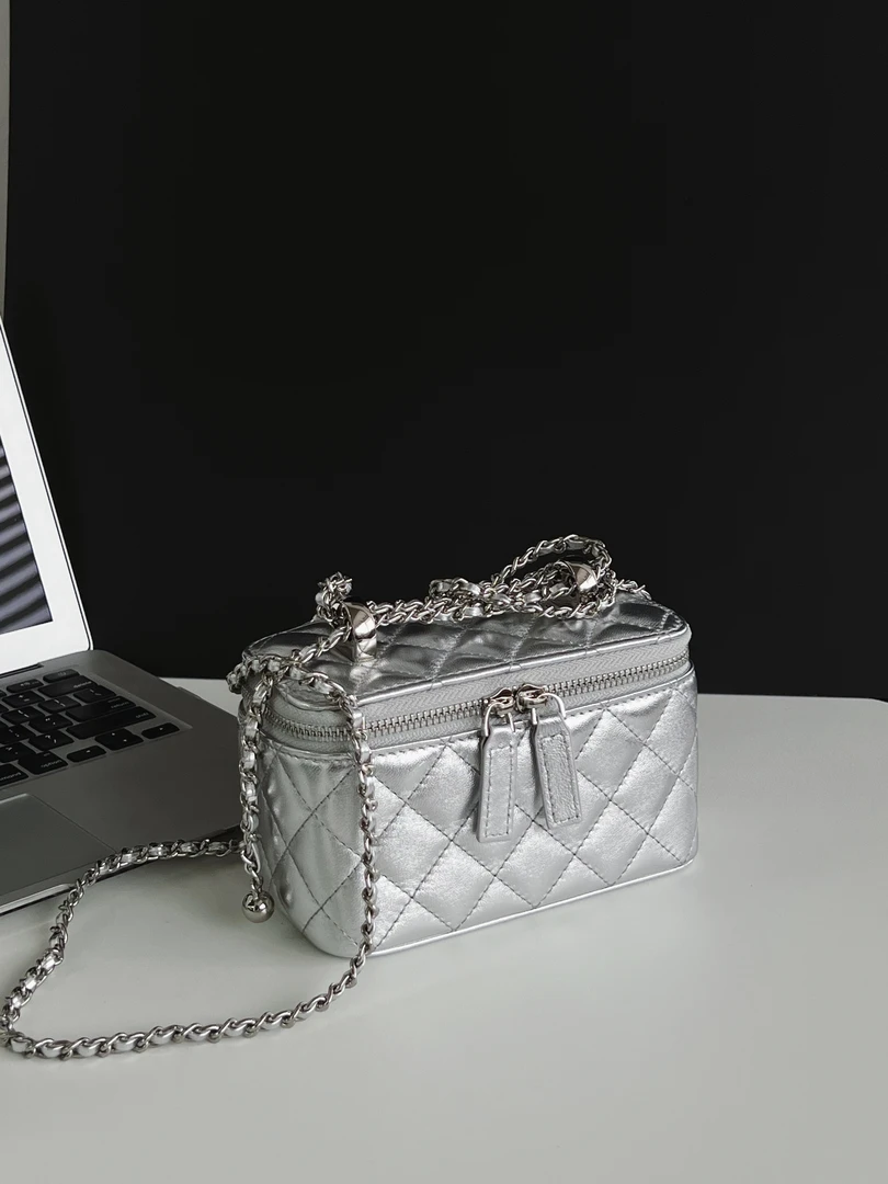 2025新款真皮小香风菱格链条盒子包迷你小方包时尚单肩斜挎包女包