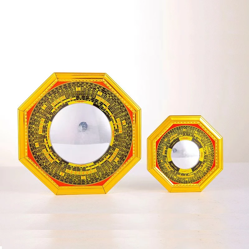 罗经镜挂件凸镜凹镜家用门口金边玻璃镜面摆件工艺品摆高精度件