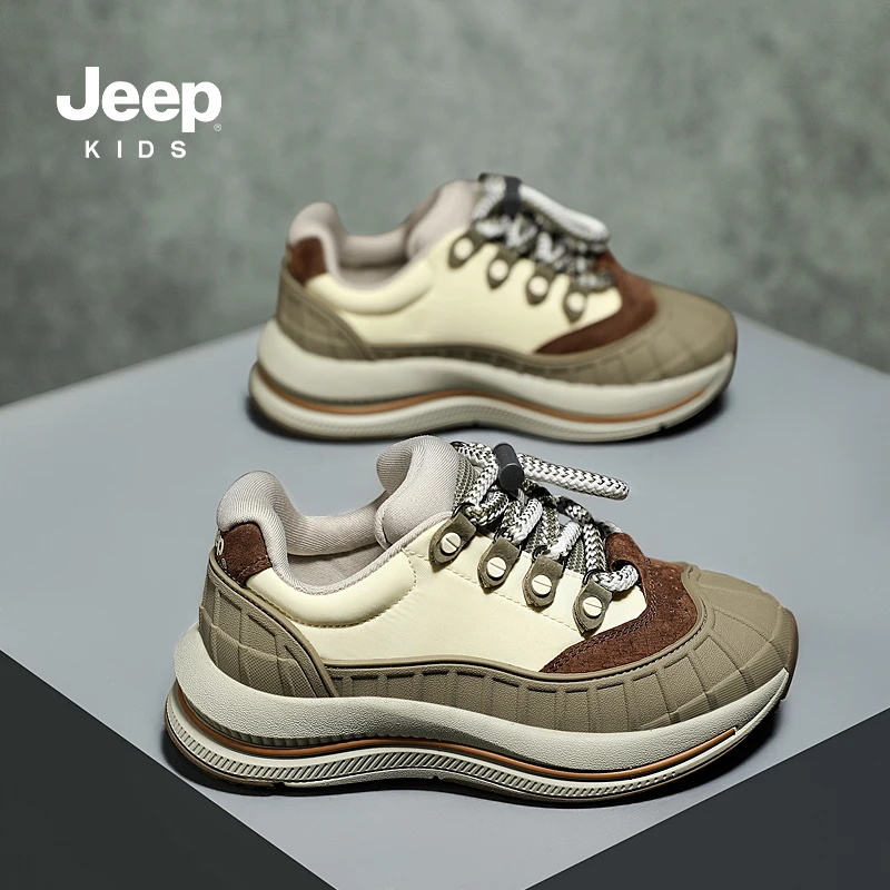 jeep男童鞋2025春秋新款儿童软底运动鞋女童老爹鞋中大童阿甘鞋潮