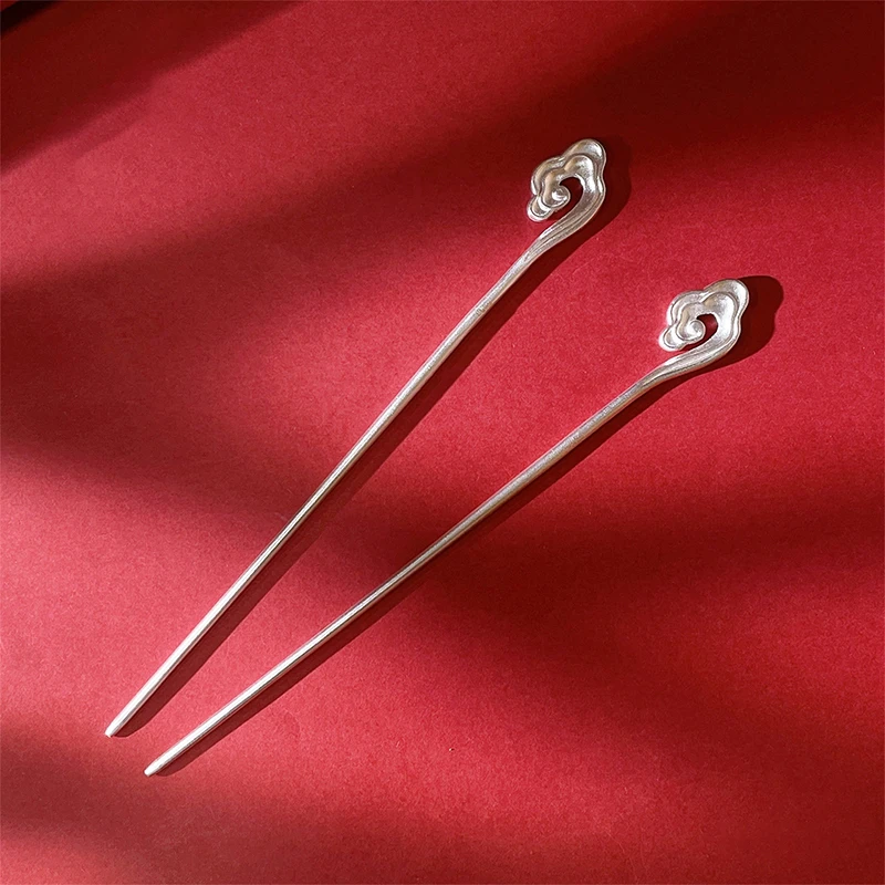 足银银制品 手工宫廷简约簪子发饰 如祥云意发簪 QFSPAE021S