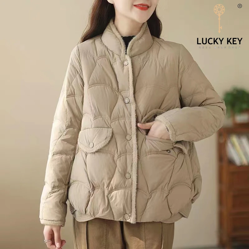 【LUCKY KEY】22089款秋冬爆款短款女士羽绒服外套小个子显瘦立领