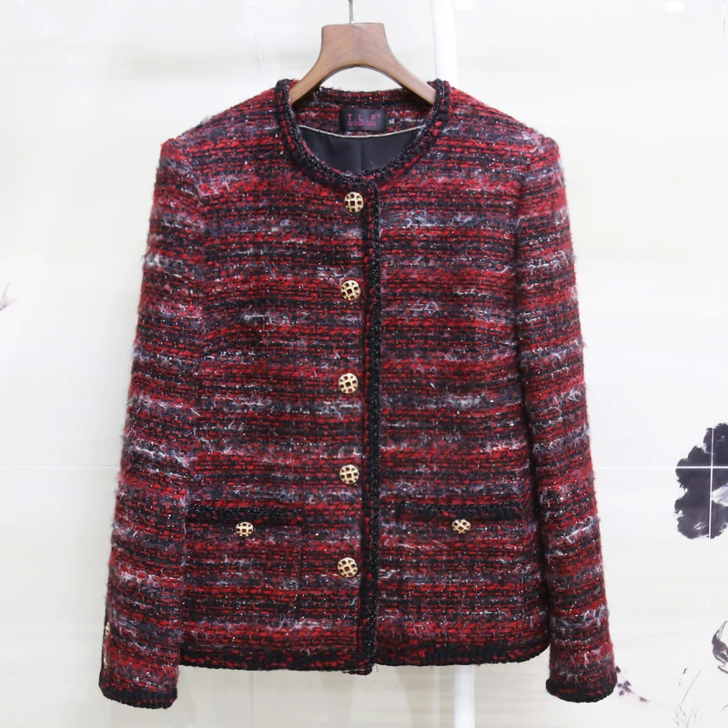 【红美人】高端小香风外套女秋冬新款2024名媛高贵气质加厚毛呢上衣