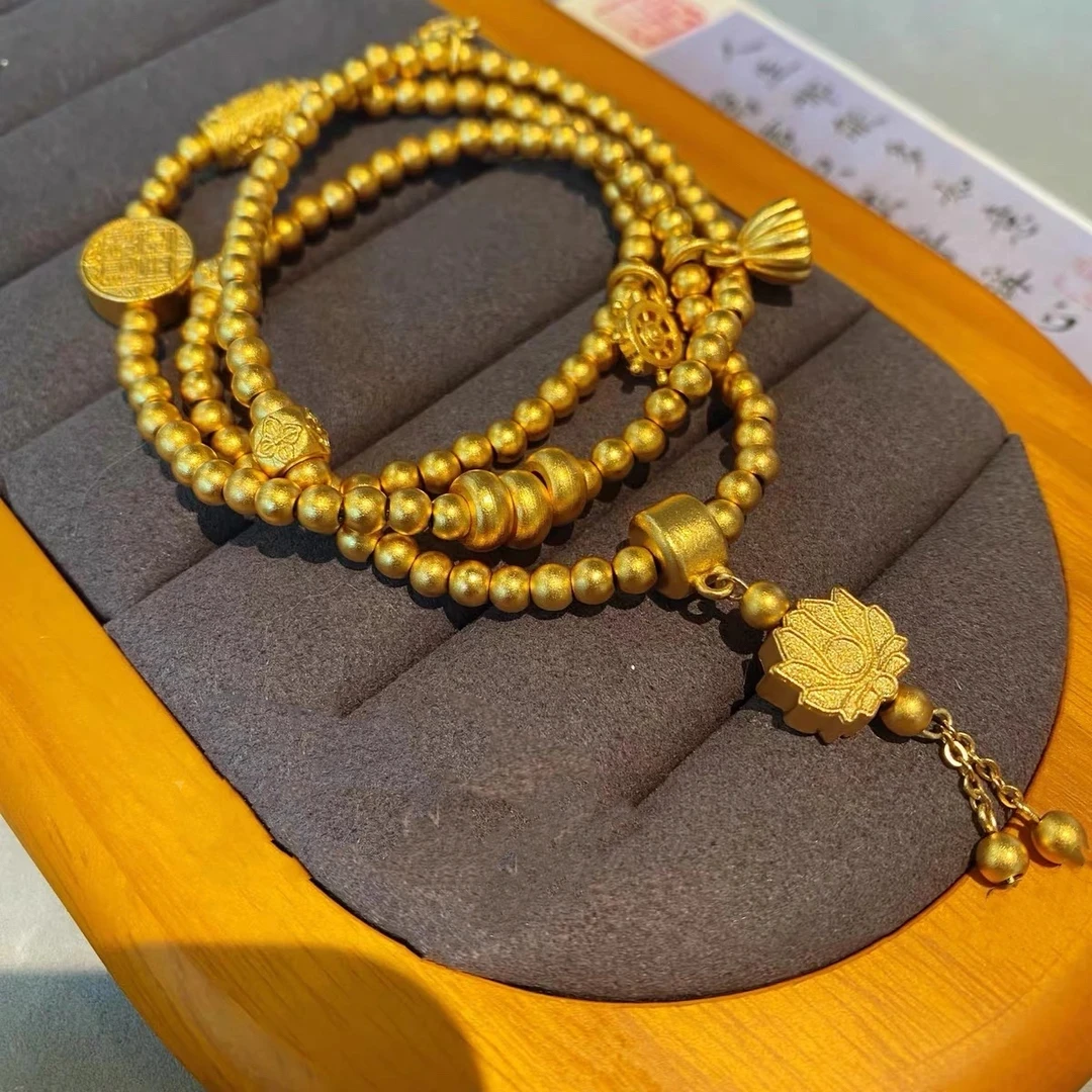 合金手链 新中式国风 两世欢项链美满莲莲三圈项链