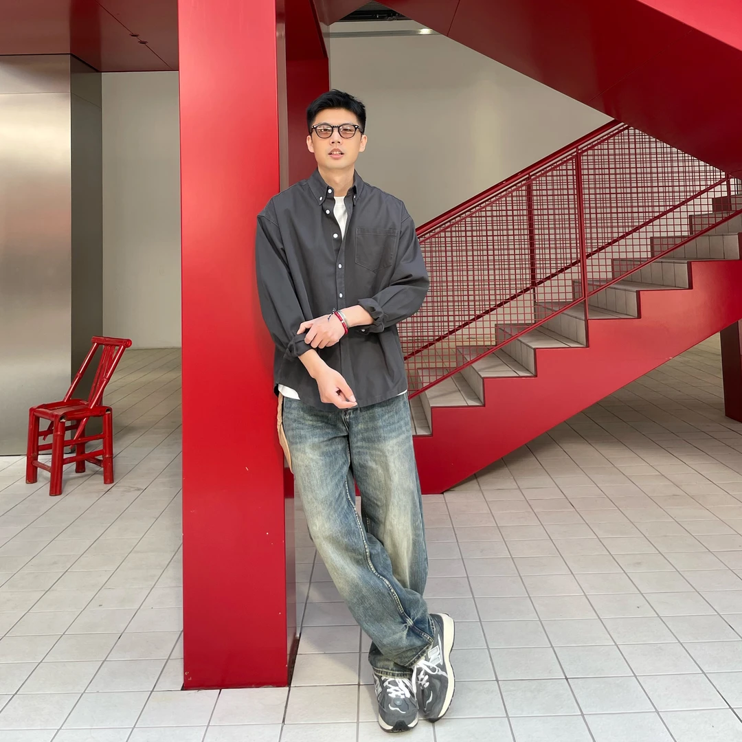 shortfuse高密水洗棉简约宽松休闲日常通勤基础纯色长袖衬衫外套