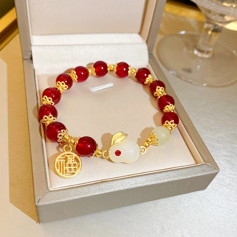 【商家补贴】本命年精品手链新款潮玉兔兔年珠子兔子手串