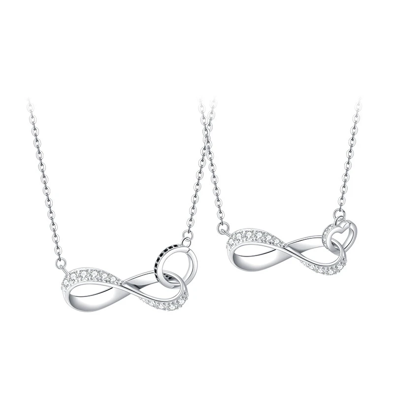 LADY GO 坠链均925银 项链乍见之欢爱心莫比乌斯环送女友礼物