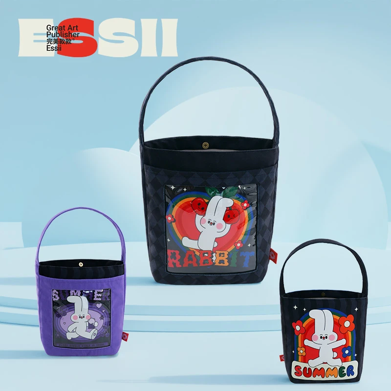 完美款款爱画画的kiko插画师联名款卡通兔兔印花可手拎腋下单肩包