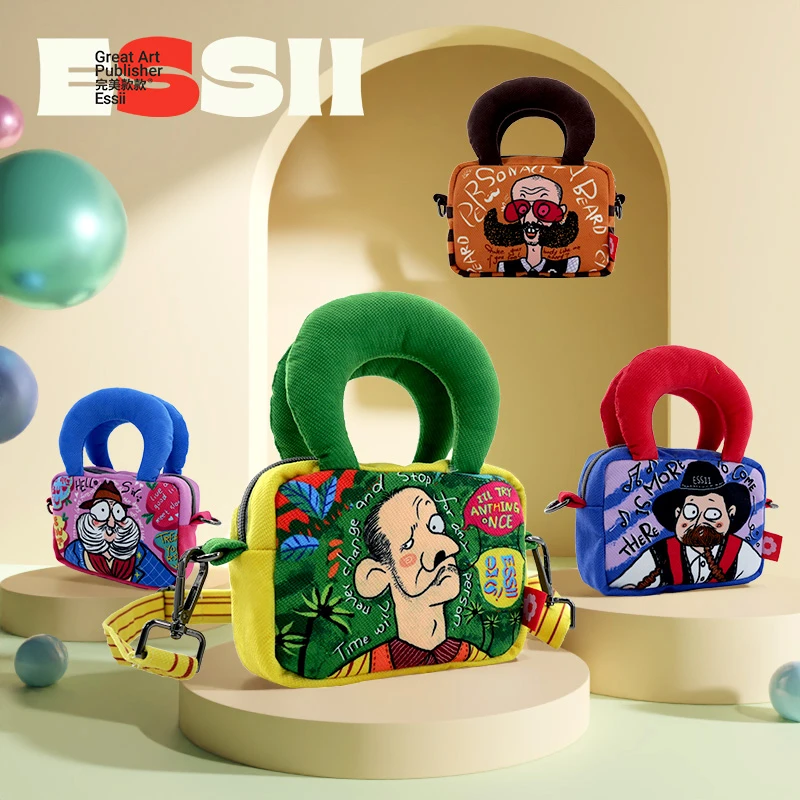完美款款青木插画师联名款原创个性牛角手提包卡通搞怪斜跨小包包