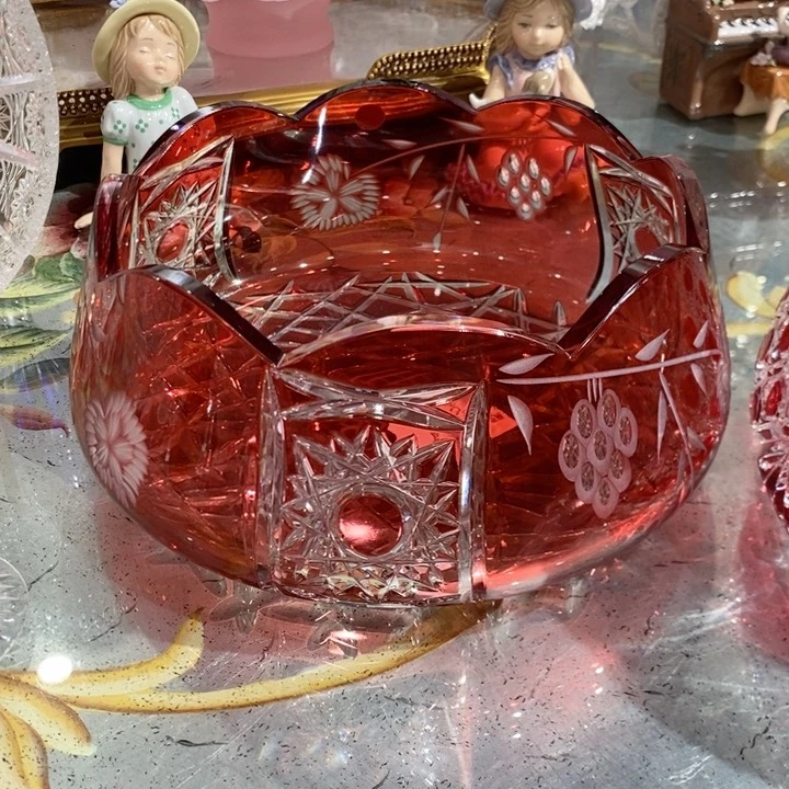 摆件德国金红水晶果斗一支qb0158