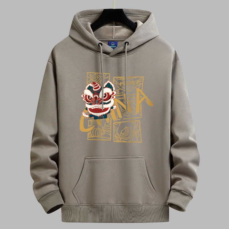 新款连帽卫衣男秋冬季国风潮流休闲外套复古加绒加厚连帽情侣卫衣