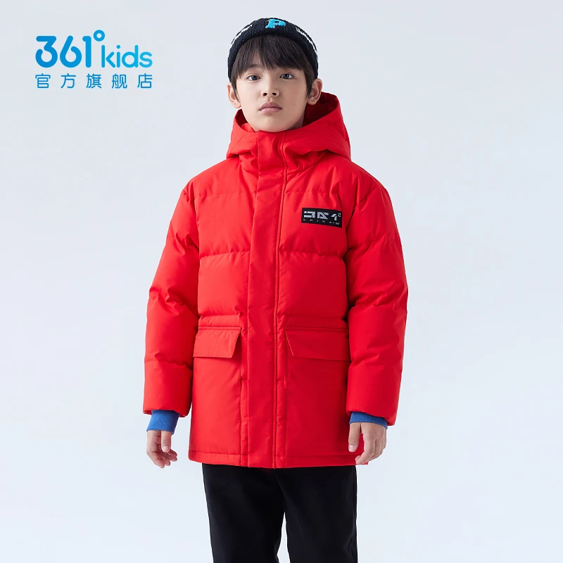 361°童装中长儿童羽绒服2024冬季新款中大童保暖加厚外套男童