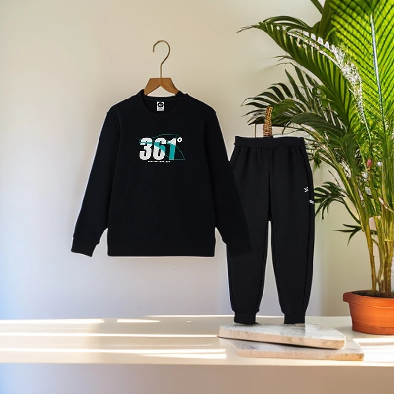 361°kids儿童童装2025年冬季男女童长袖针织休闲圆领卫衣套装