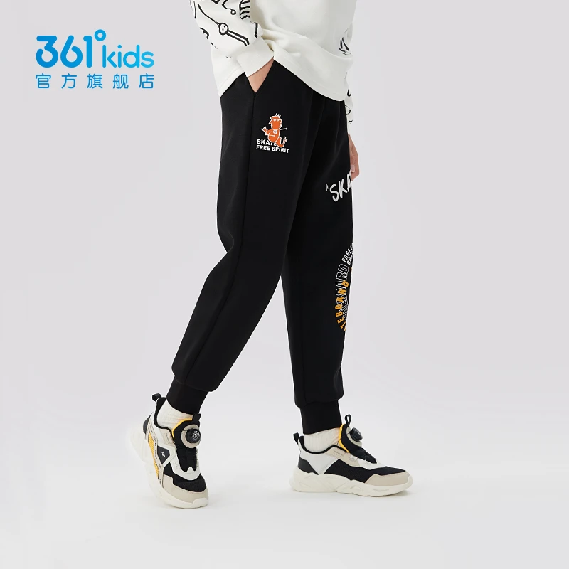 361°儿童童装男童针织长裤2024秋季新款中大童运动裤春秋时尚印花