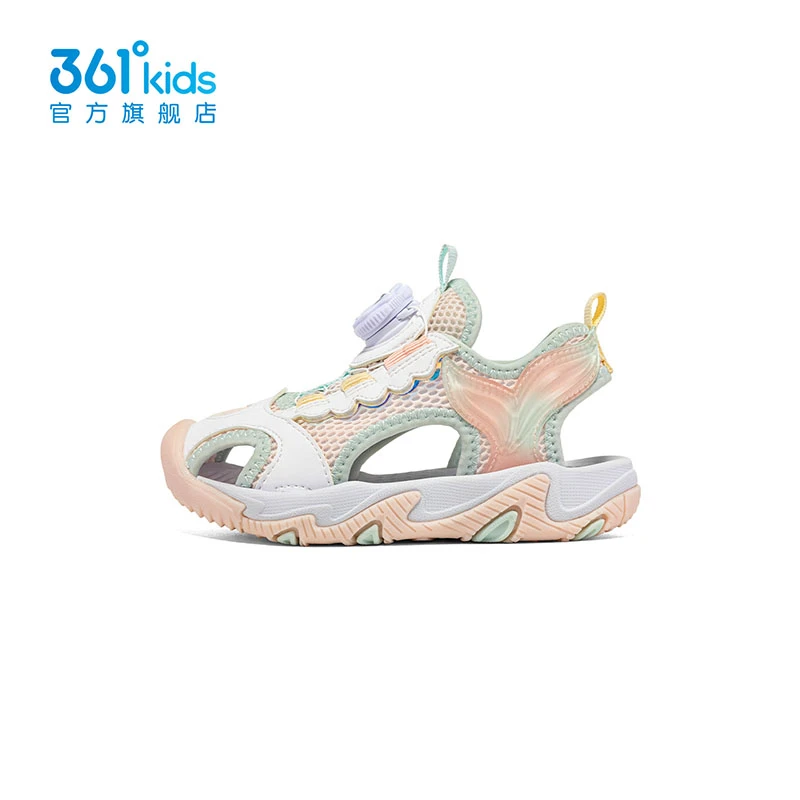 【商场同款】361°童鞋女童沙滩凉鞋2025年夏季新款小童旋钮包头凉鞋