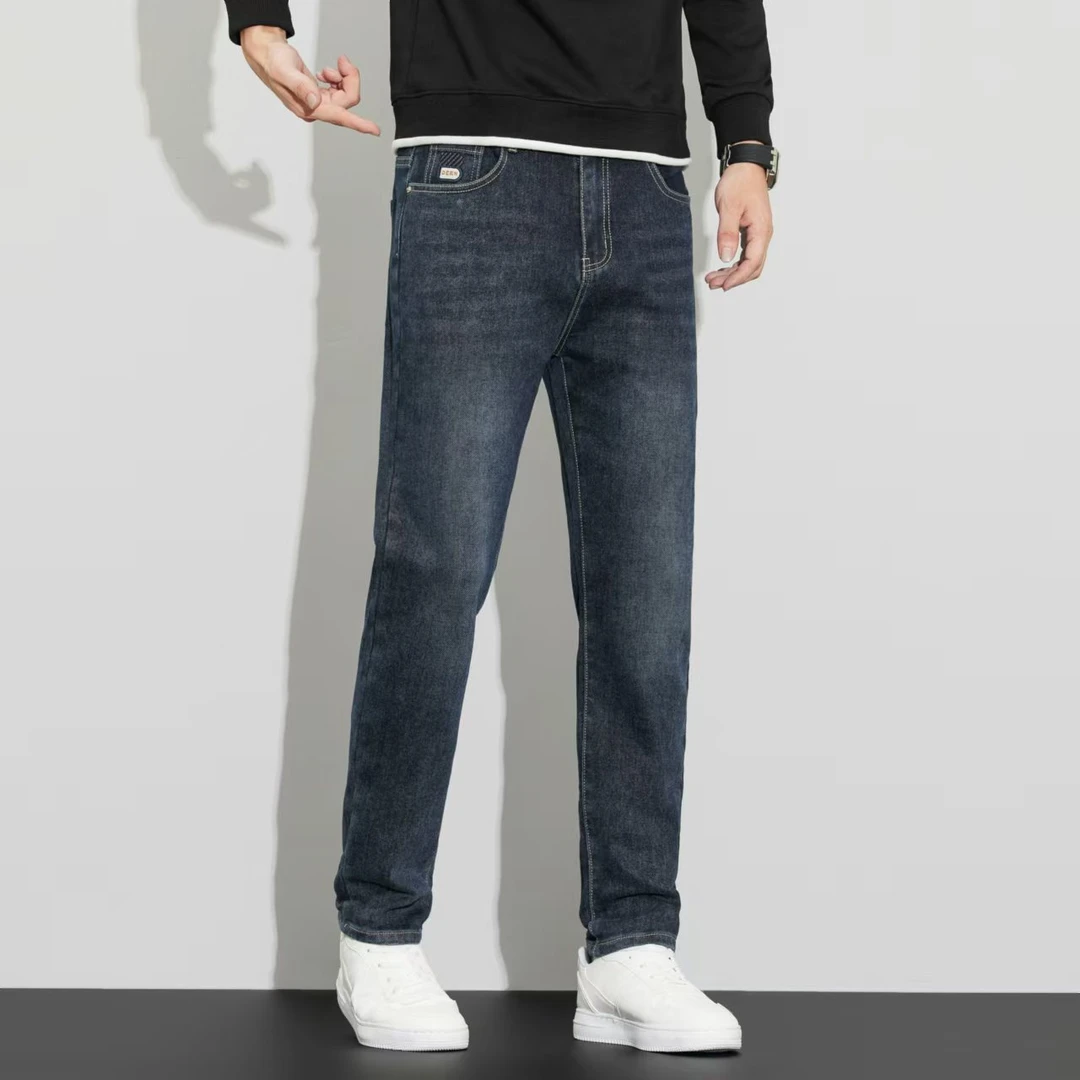 秋冬厚款潮流时尚弹力百搭休闲修身直筒男士水洗牛仔秋季牛仔裤