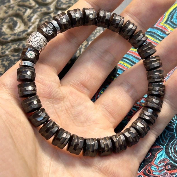 毕业级精挑纯原生态椰蒂手串雕刻山峦9*7 搭配款