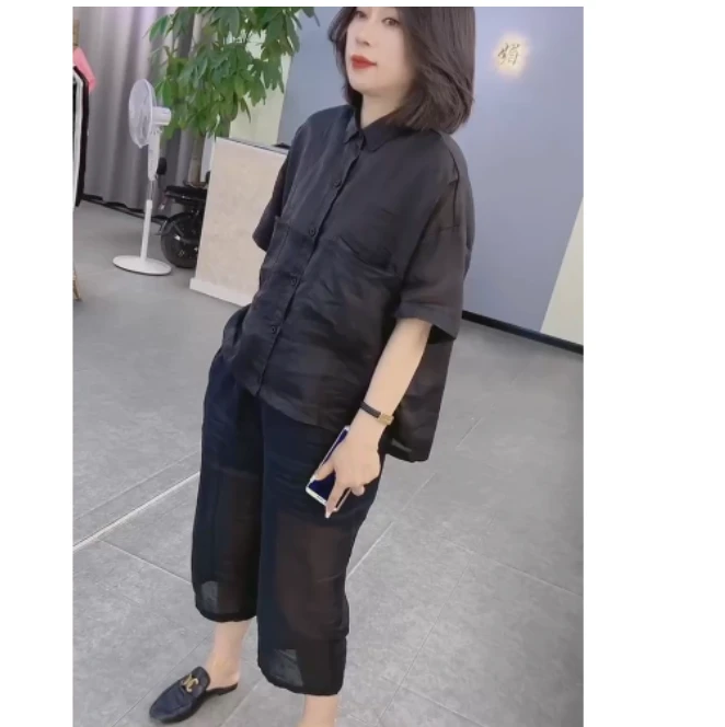 2025夏季潮流新款时尚女装网红气质休闲减龄套装两件套黑色