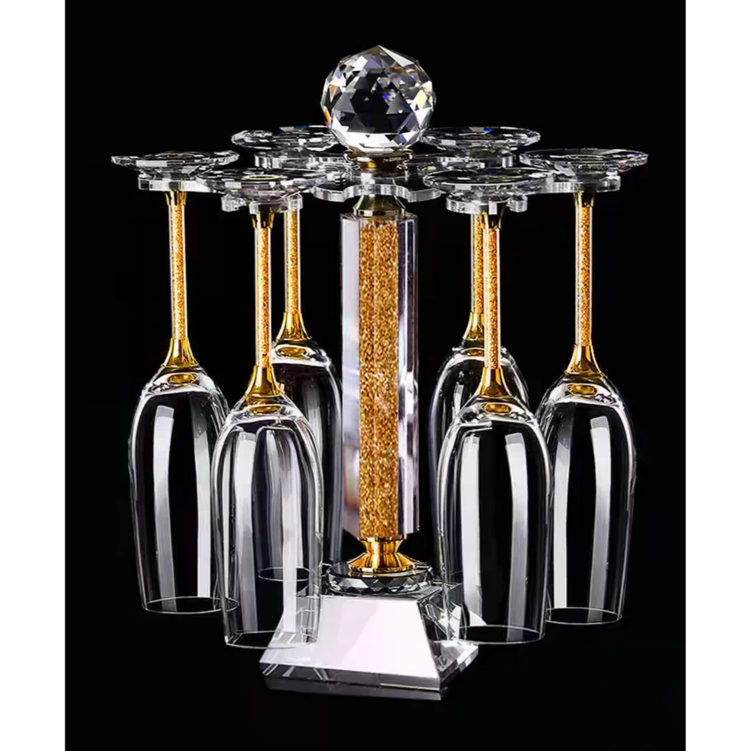 香槟杯水晶钻石红酒高脚杯气泡杯家用旋转杯架欧式结婚礼物情侣