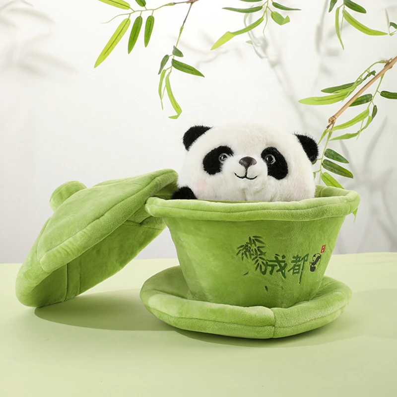 熊猫王子正版盖碗茶熊猫玩偶毛绒玩具公仔成都旅游纪念品伴手礼