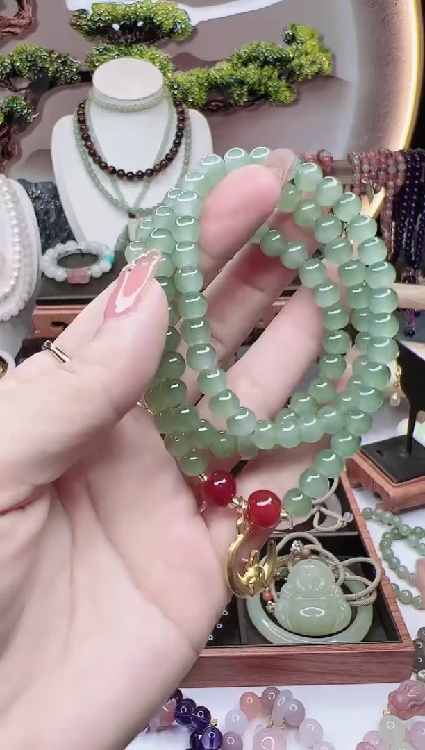 【闪购商品】石英质玉手链未镶嵌东陵多圈手链4