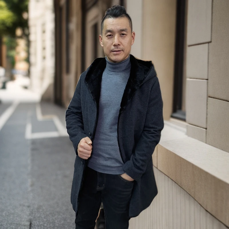 【定制系列毛呢半大衣】(100%绵羊毛)帽款毛呢羽绒半大衣