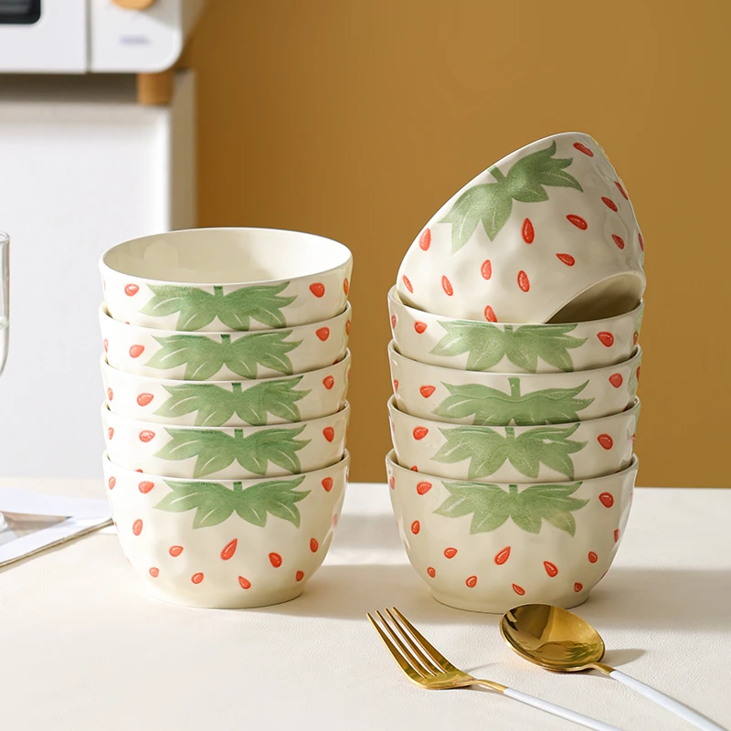 芬利兰【10个装】釉下彩-遇见莓好-4.7英寸10个米饭碗创意-2