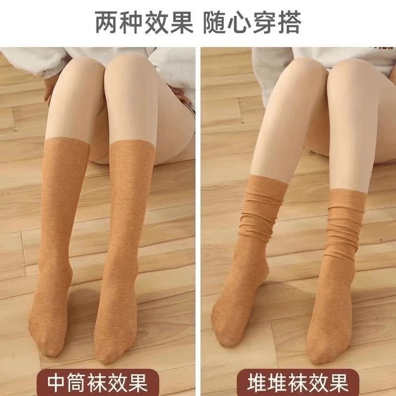 650针加绒200克双层光腿神器拼接堆堆袜连裤袜秋冬加厚丝袜女冬季