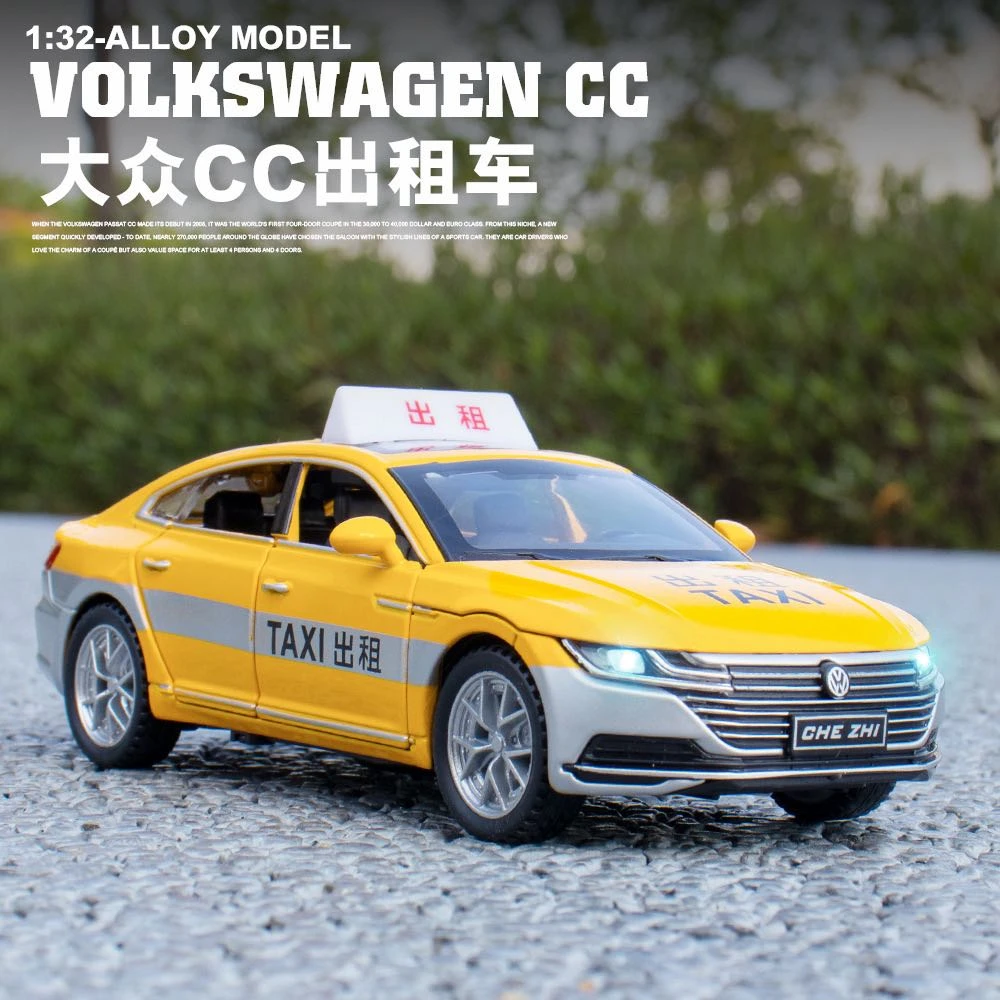 【特价出租车】合金声光六开门出租车1：32回力儿童玩具车