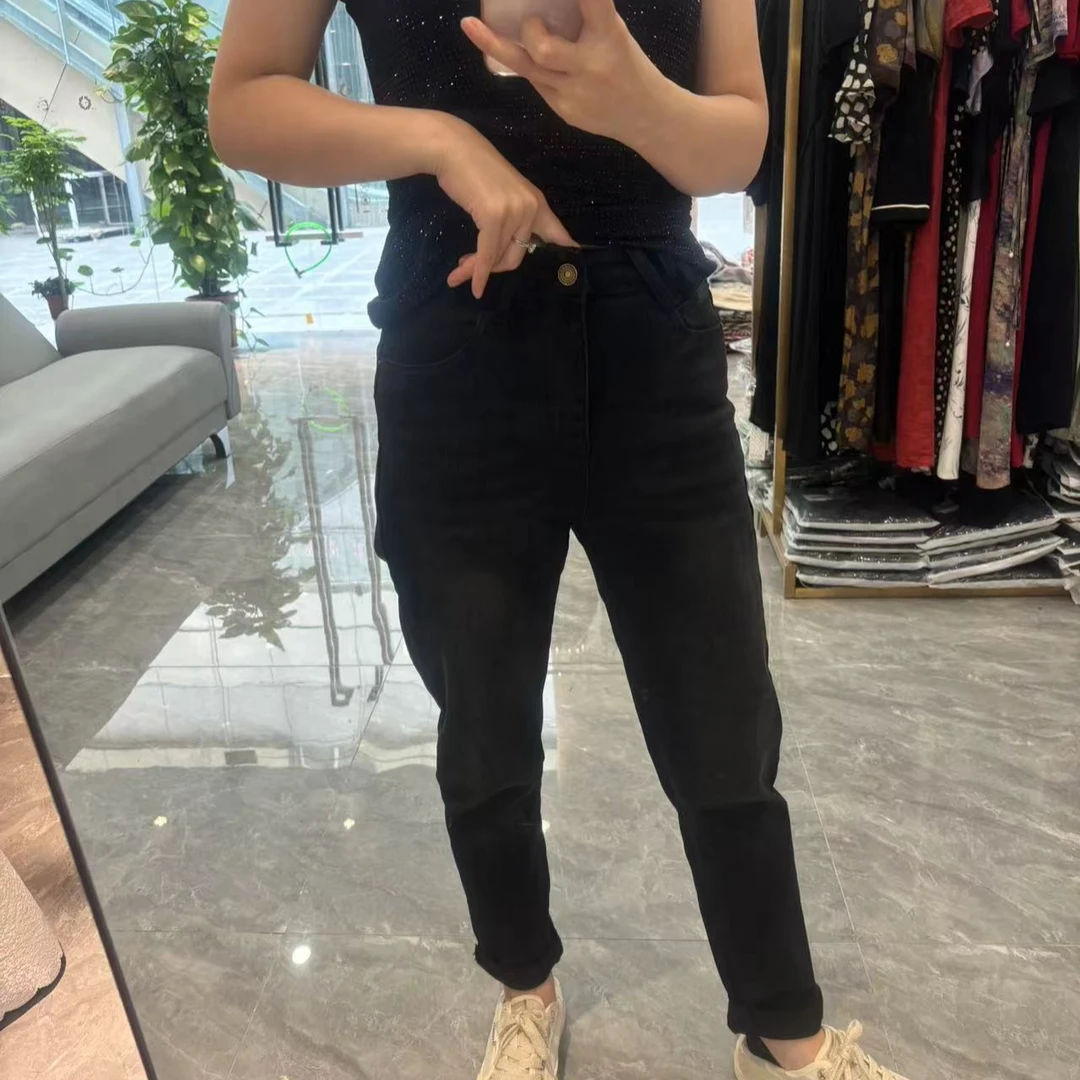 【丽丽家】秋季简约净版纯色显瘦牛仔铅笔裤3371