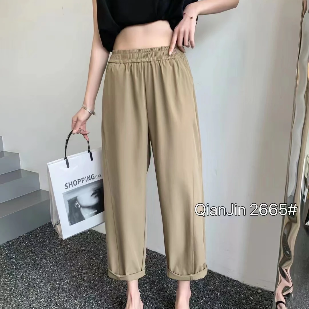 【丽丽家】夏季舒适百搭高腰休闲显瘦阔腿裤2665