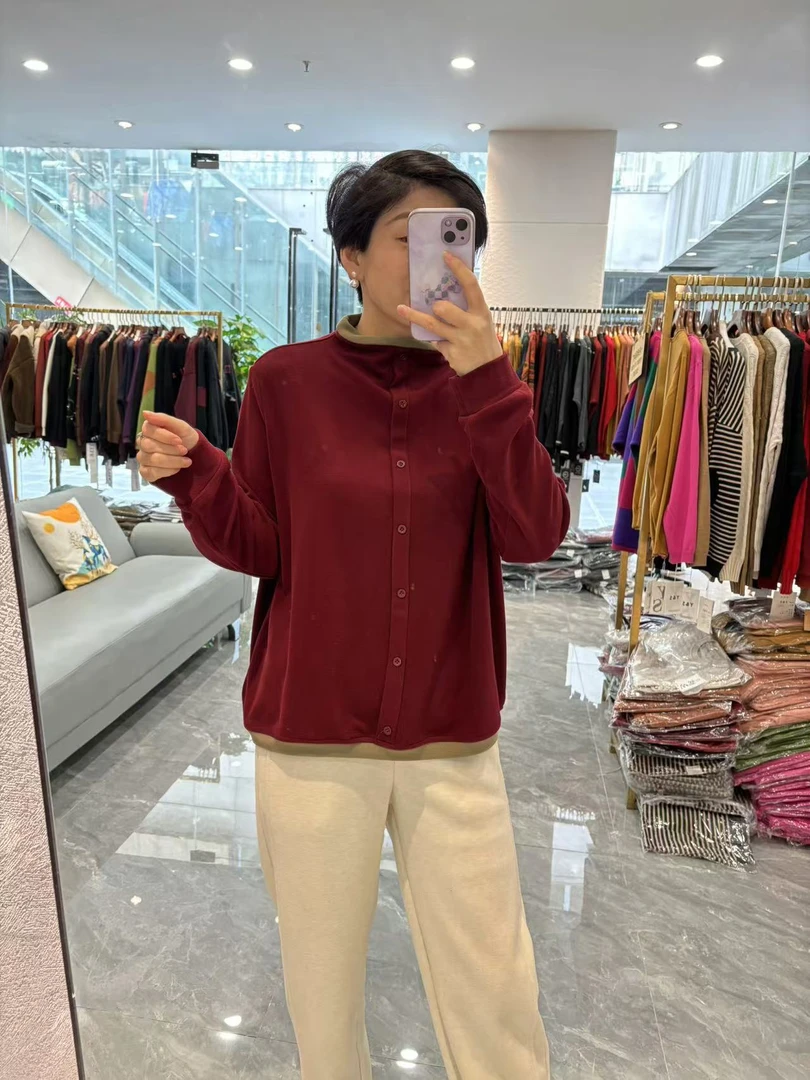 【丽丽家】新款假两件加绒加厚德绒打底衫658