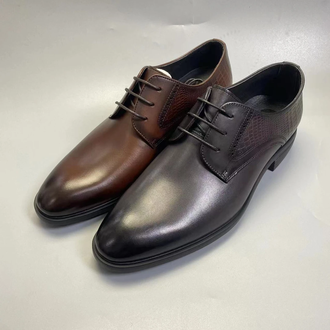 075A男士商务休闲皮鞋舒适套脚男鞋真皮休闲鞋透气