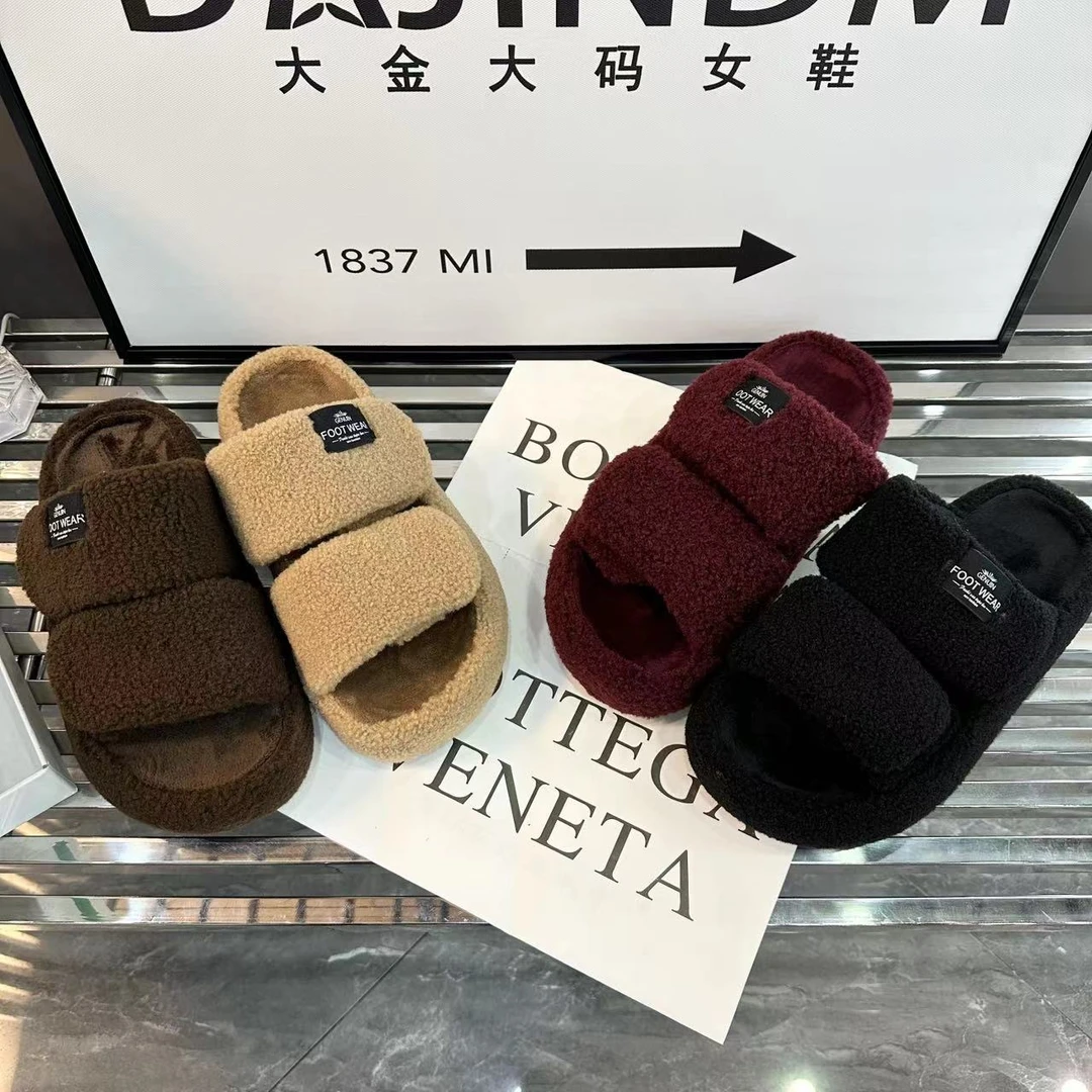 DAJINDM99818大码定制女鞋40-43新款毛毛拖鞋