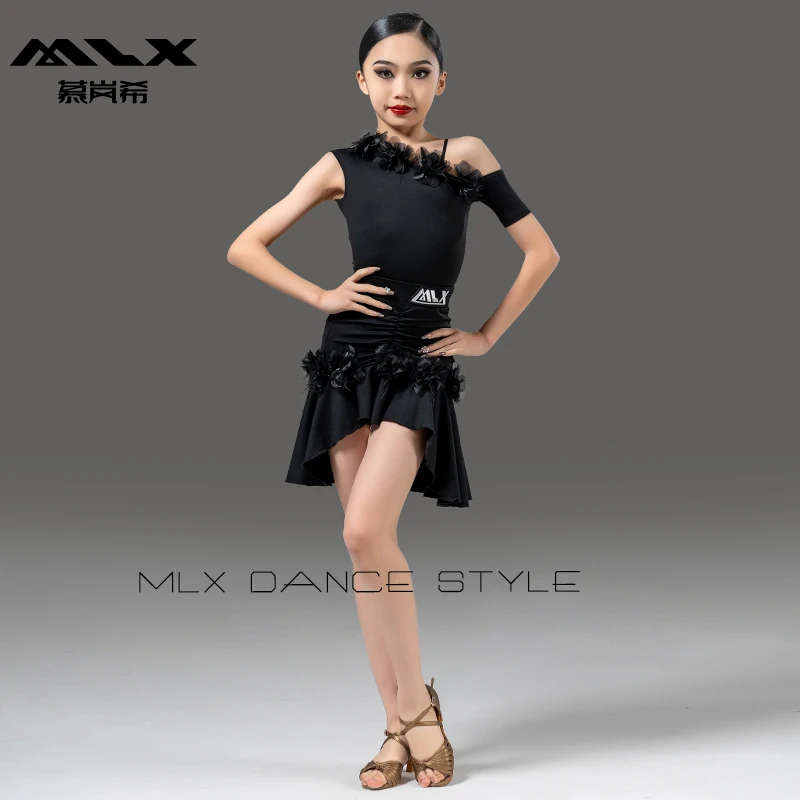 慕岚希8173夏季少儿新款拉丁舞练功服高级感儿童训练演出舞蹈服装