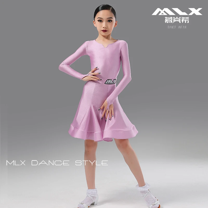 慕岚希8953【欧标锦纶珠光·樱花紫】儿童拉丁舞竞赛级规定服