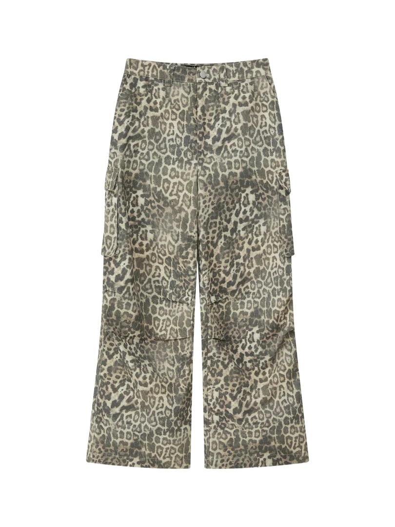 Sofitte 豹纹立体口袋结构工装裤-899