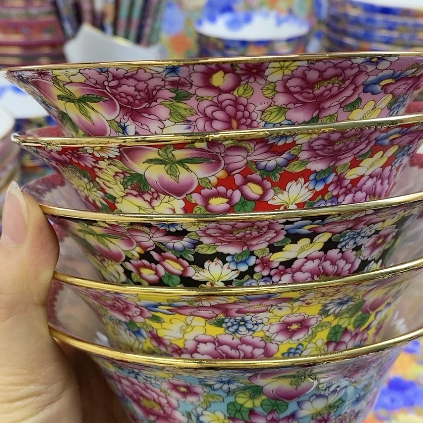 【闪购商品】陶瓷碗6寸，富贵碗，5只混色