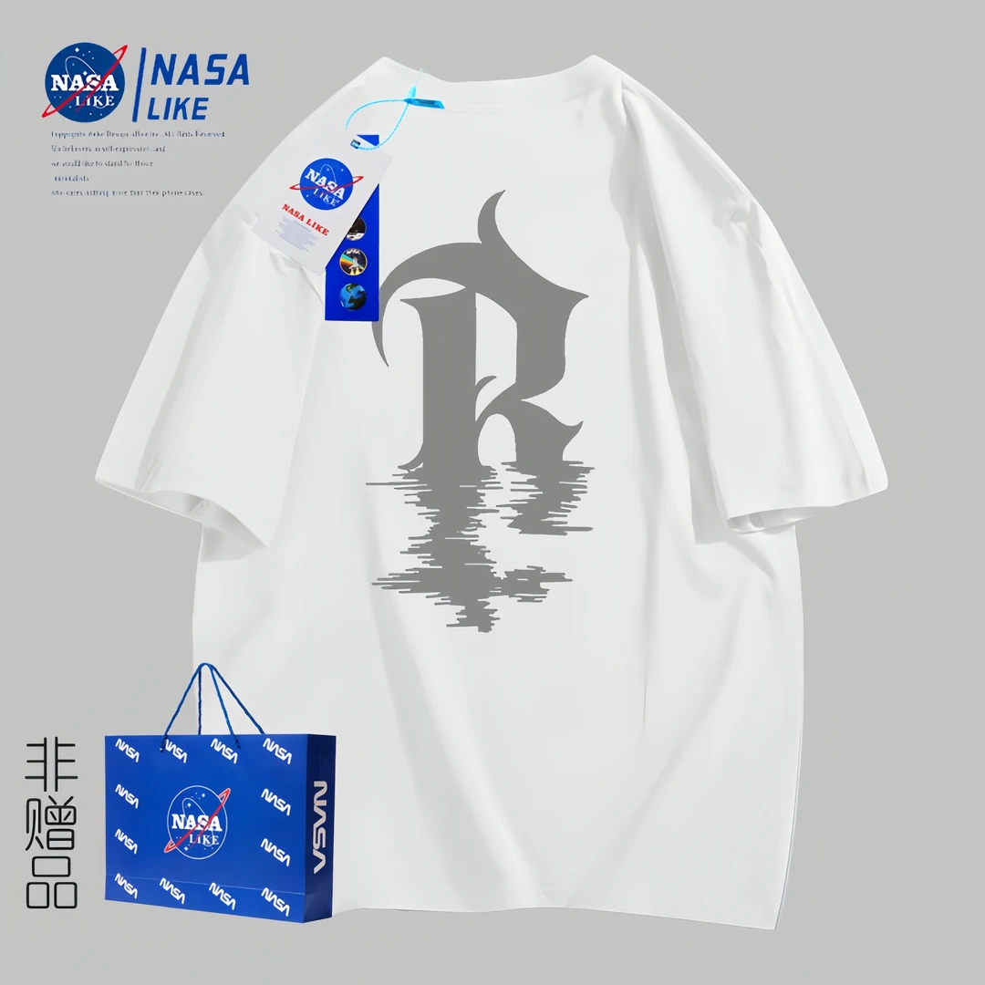 NASA 2024夏季新款情侣同款纯棉百搭短袖上衣男生半袖潮流圆领T恤
