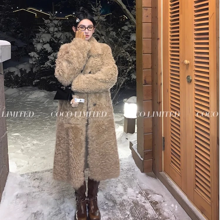 COCO皮草“EE托卡”西班牙进口托斯卡纳羊毛皮毛一体皮草外套女冬