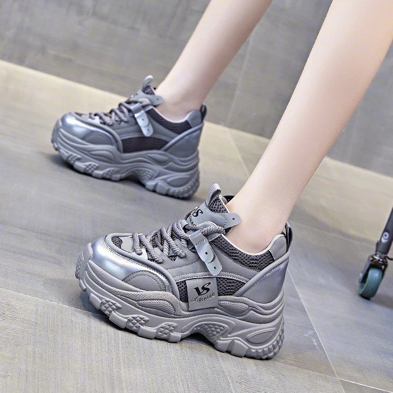 增高8cm复古老爹鞋女2024春季新款欧洲站欧货潮鞋厚底内增高女鞋