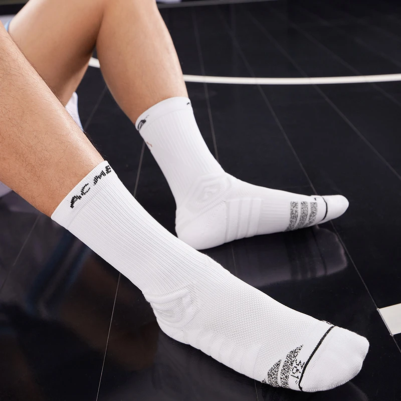 361°男士袜子舒适百搭毛圈长袜透气球袜通用篮球运动袜612423001