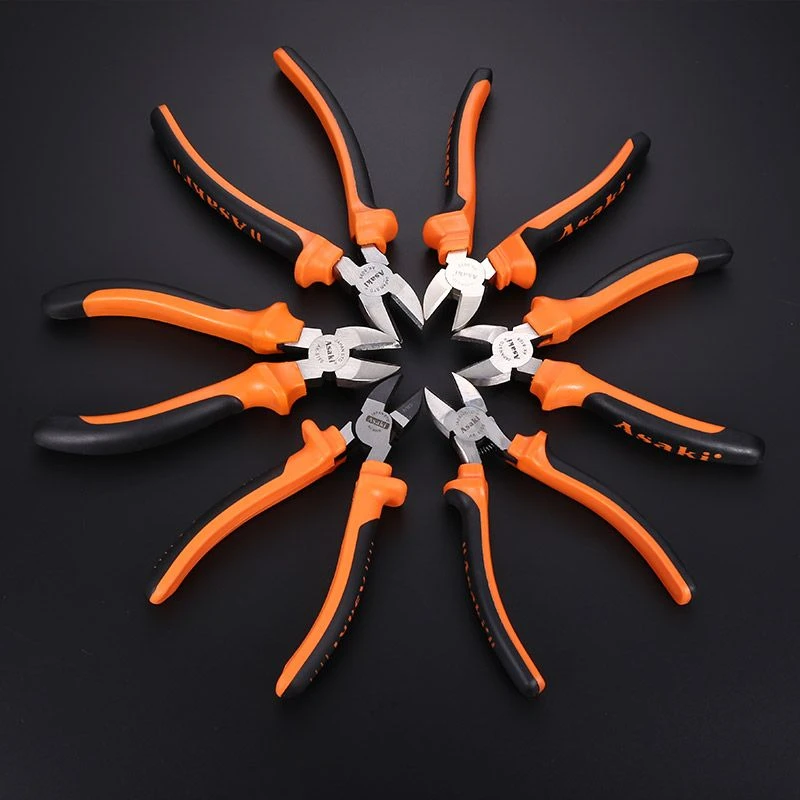 雅赛崎水口钳8寸工业级多功能剪线剥线钳子6寸电工五金工具斜口钳