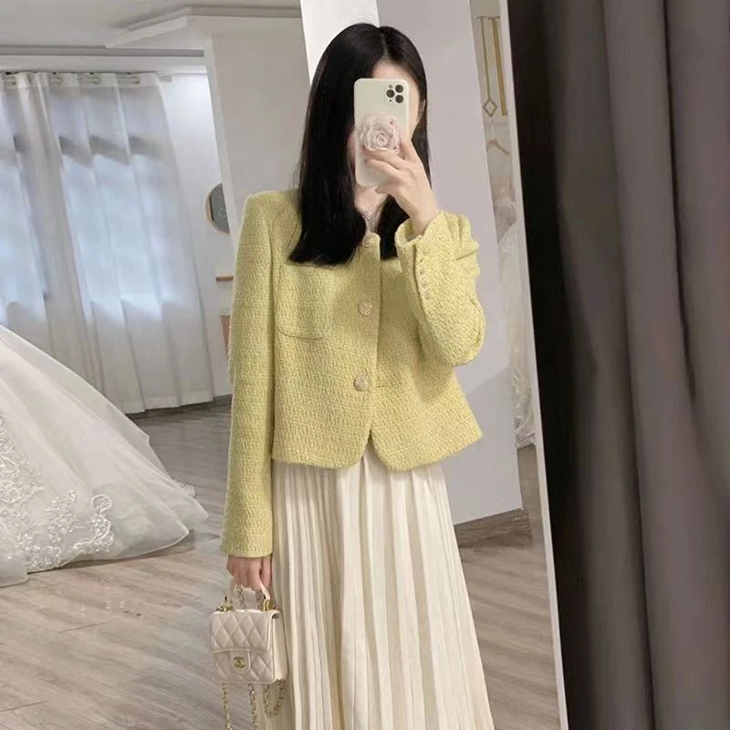 小香风外套女2025春秋装新款高级感洋气粗花呢小个子百搭短款上衣